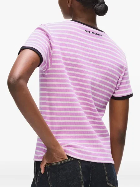 Tricou Karl Lagerfeld cu dungi roz