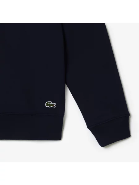 Lacoste Bluza Classic Fit Z Okrągłym Dekoltem I Nadrukiem granatowy