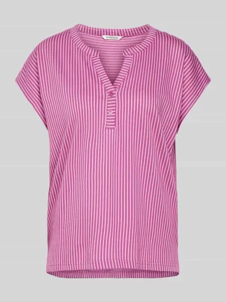 T-shirt z kołnierzem z lamówką Tom Tailor