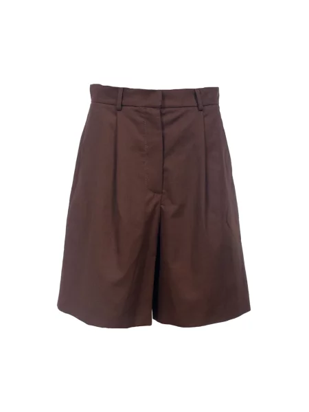 Lniane bermudy Weekend Max Mara brązowe