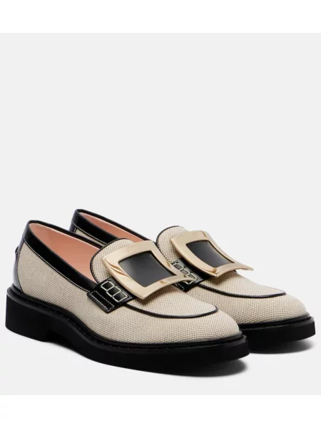 Pantofi loafer Roger Vivier din piele bej