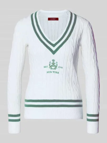 Sweter Slim Fit o wyglądzie dzianiny model „Meren” Lauren Ralph Lauren biały