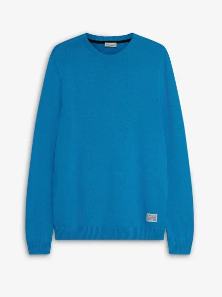 Sweter z cienkiej dzianiny regular fit niebieski