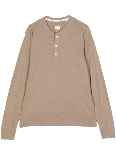 Tricou Rag & Bone cu guler henley maro