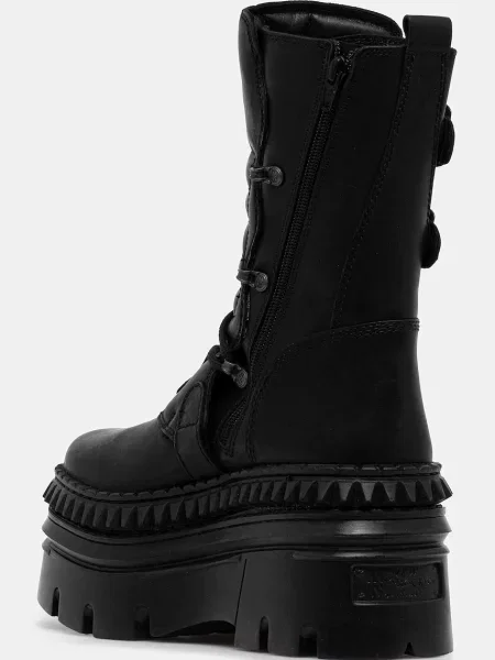 New Rock cizme de piele cu platformă negru