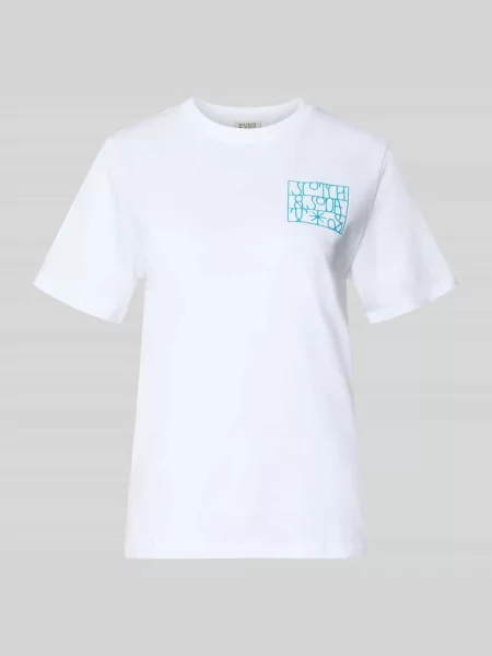 Koszulka z nadrukiem logo krój regular fit Scotch & Soda biała