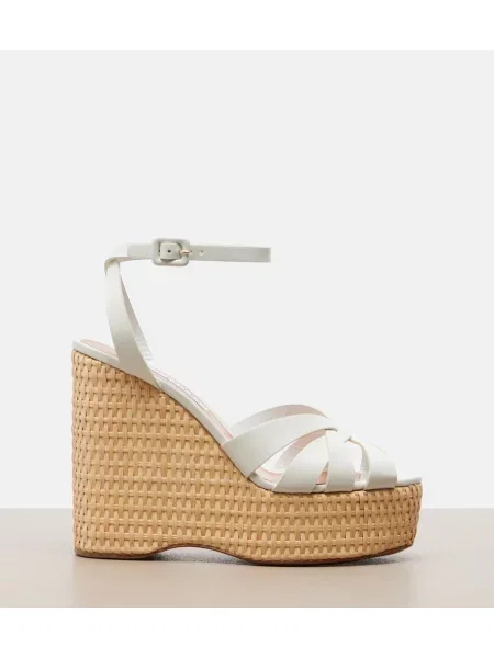 Sandale Aquazzura din piele cu pană alb