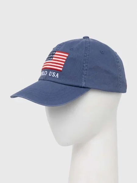 Шапка с козирка Polo Ralph Lauren с апликация синьо