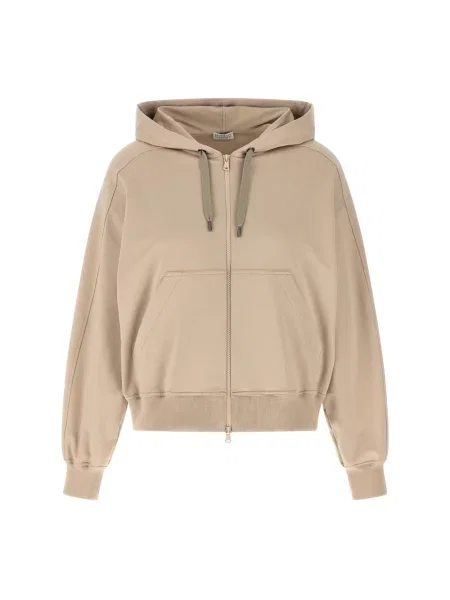 Bluza z kapturem Brunello Cucinelli z kapturem beżowa