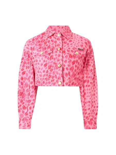 Kurtka jeansowa Just Cavalli różowa