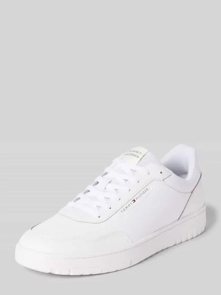 Sneakersy niskie z mieszanki skóry Tommy Hilfiger białe