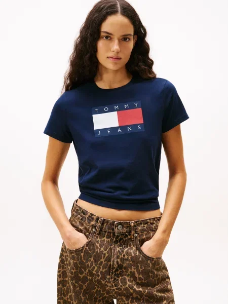 Tommy Jeans Tričko námornícka modrá / rubínová biela