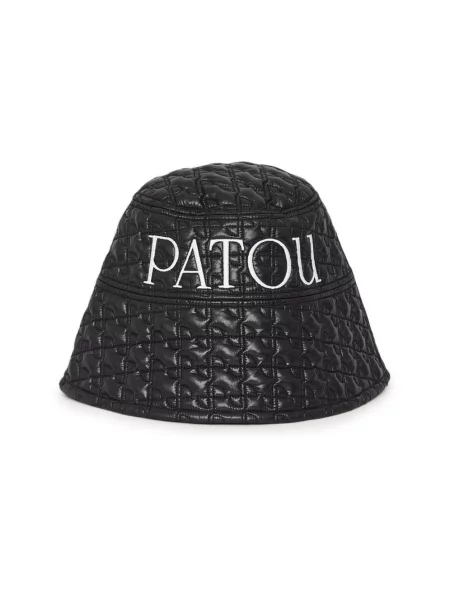 Pikowana torebka bucket Patou z autografem czarna