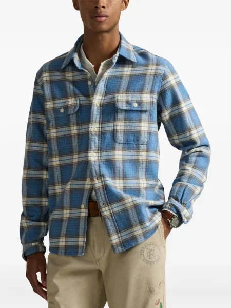 Dlouhá pruhovaná s límcem kšiltovka Polo Ralph Lauren modrá