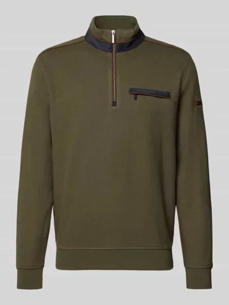 Bluza ze stójką i zamkiem błyskawicznym Bugatti oliwkowa