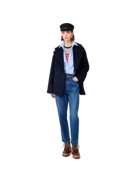 Płaszcz Weekend Max Mara wełniany niebieski