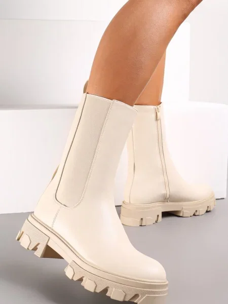 Botine Chunky cu Lanț Retrona bej