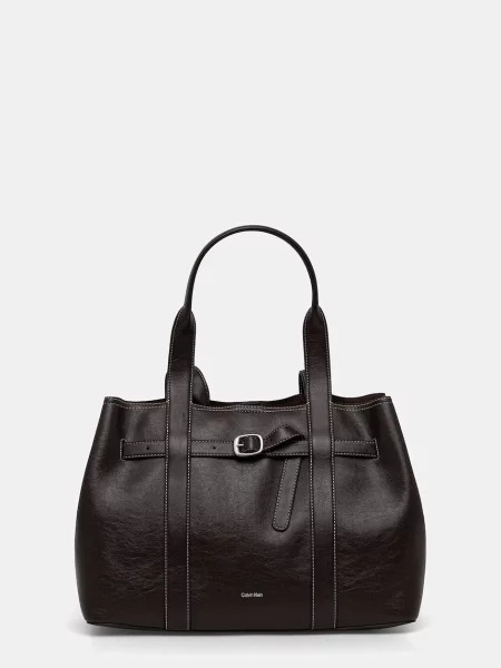 Calvin Klein Geantă Buckle Medium Work Tote maro