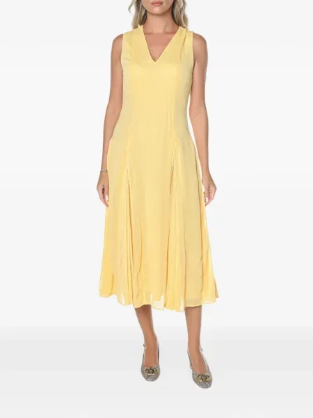 Rochie midi Ted Baker cu decolteu în V galben