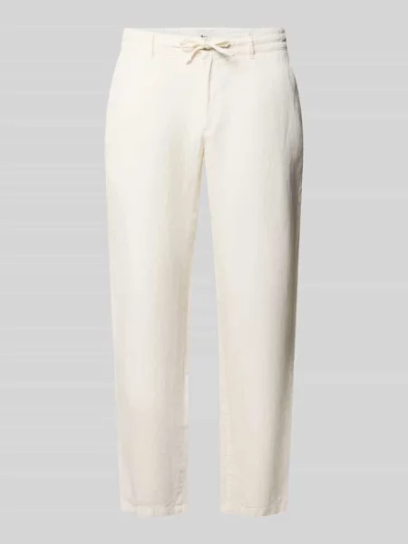 Spodnie z lnu o kroju slim fit z czystego lnu model Fabio' Brax białe