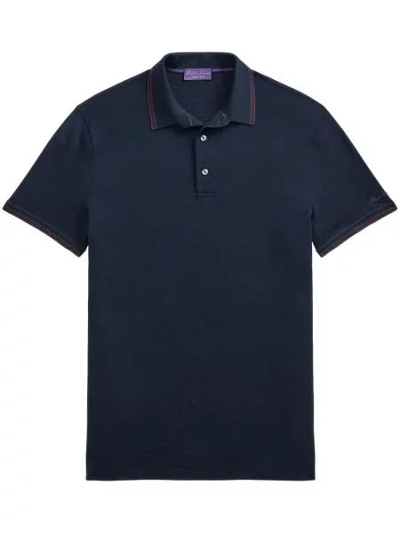 Tricou polo Ralph Lauren Purple Label de lână albastru