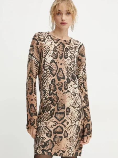 Morgan sukienka RMEBRA mini dopasowana RMEBRA beżowy