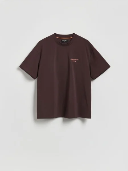 Reserved Tricou boxy cu adaos de maro-închis maro