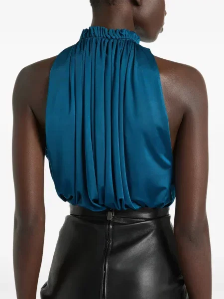 Top Balmain din jerseu albastru