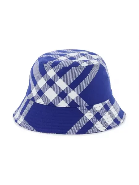 Czapka Burberry wełniana w kratę niebieska