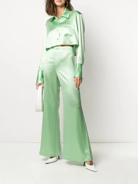 Pantaloni Alexander Wang din satin verde