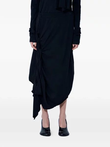 Fustă Yohji Yamamoto asimetrică drapată negru