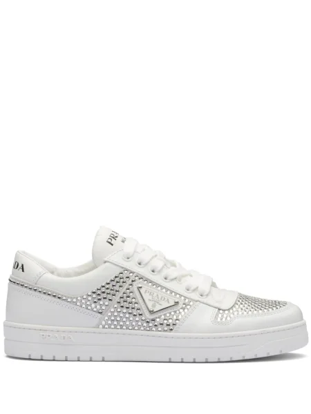 Sneakerși Prada din piele de cristal alb
