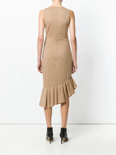 Rochie midi Givenchy tricotate cu volane până la genunchi maro