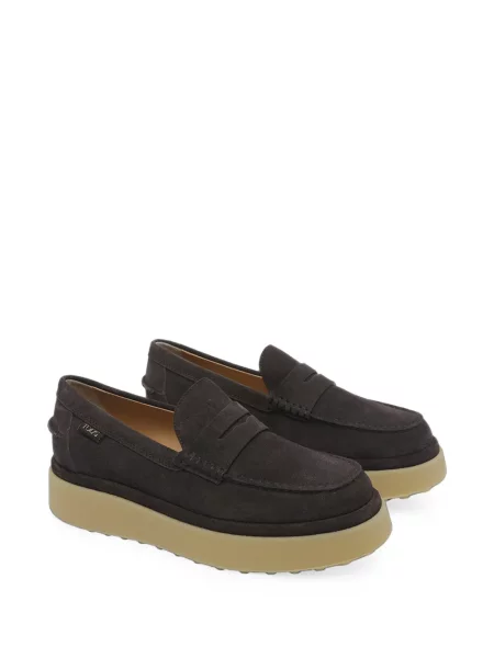 Pantofi loafer Tod's din piele de căprioară cu platformă maro