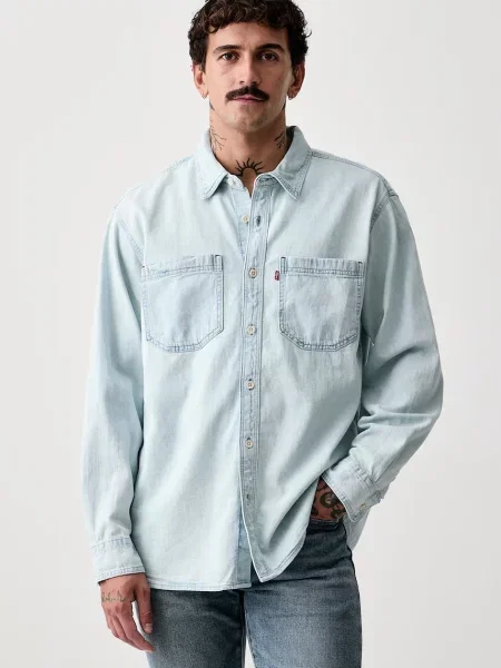Levi's cămașă pentru bărbați din denim MARIPOSA WORKER albastru