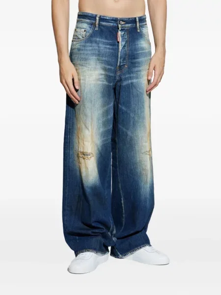 Blugi Dsquared2 cu broderie albastru