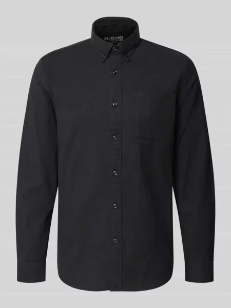 Koszula casualowa o kroju regular fit z mieszanki bawełny model ‘REGRICK’ Selected Homme czarna