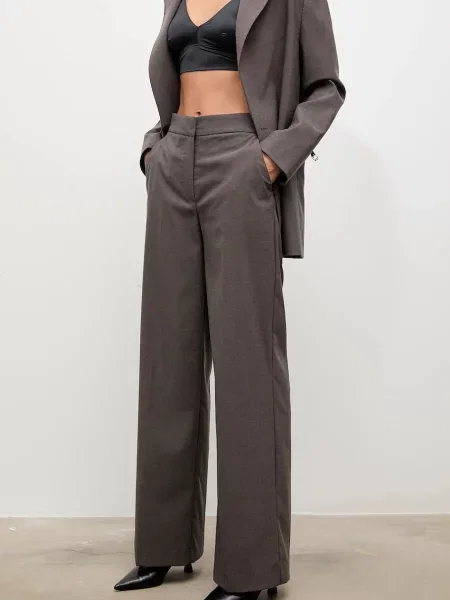 Answear.LAB pantaloni lat high waist maro