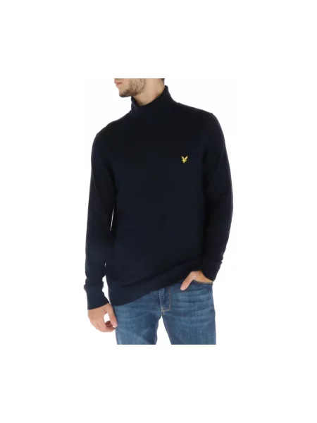 Sweter z golfem Lyle & Scott niebieski