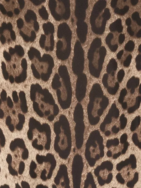 Šilkinis raštuotas šalikas Dolce & Gabbana leopardinis juoda