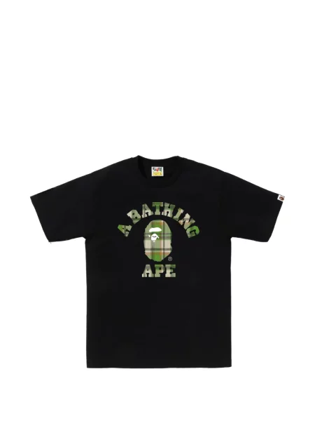 Tricou A Bathing Ape® în carouri cu imagine negru