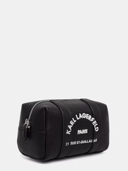 Pungă cosmetică Karl Lagerfeld din piele negru