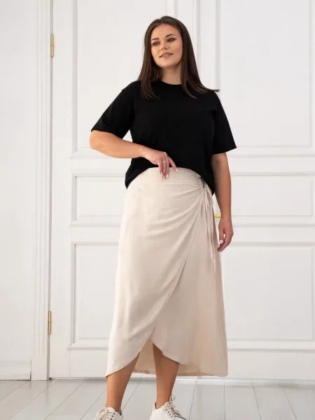 Спідниця міді RiMari віскоза/модал бежевий