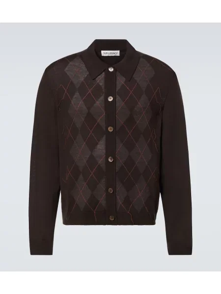 Cardigan Our Legacy de lână cu model argyle maro