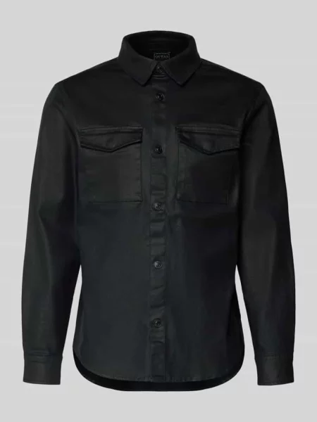 Kardigan koszulowy o kroju regular fit z na piersi Model THEO' Guess czarny