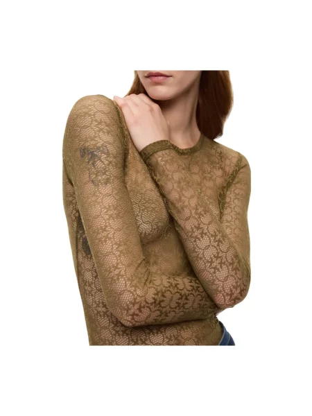 Sweter Pinko ze stretchu zielony