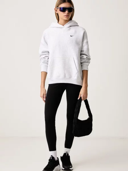 Флийс суичър с качулка Nike Sportswear с качулка сиво