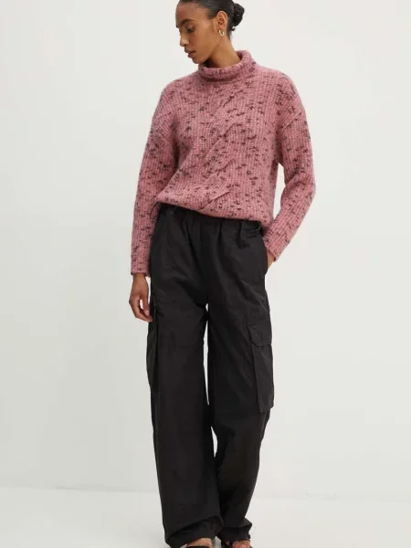 Светр з домішкою вовни Moschino Jeans теплий гольф рожевий