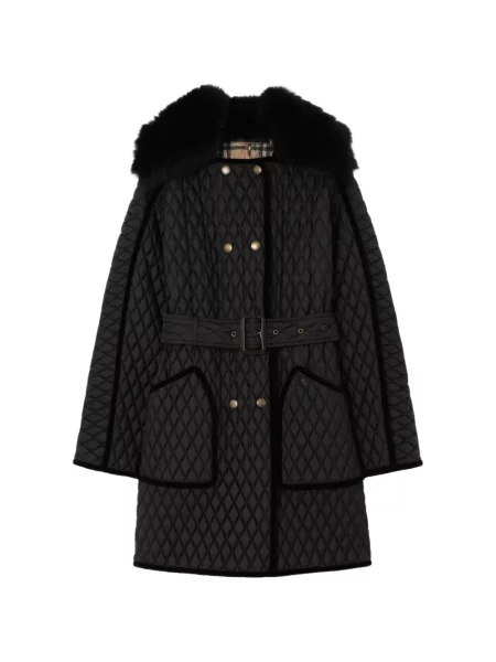 Prošívaný dlouho bunda Burberry černá