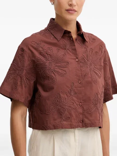 Decupat cămașă Benetton cu model floral maro